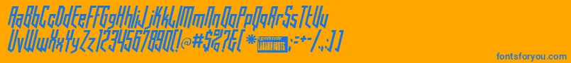 Hooked-Schriftart – Blaue Schriften auf orangefarbenem Hintergrund