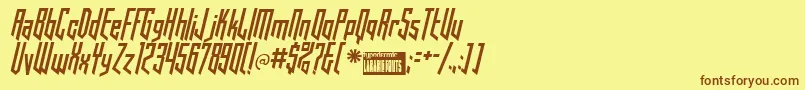 フォントHooked – 茶色の文字が黄色の背景にあります。