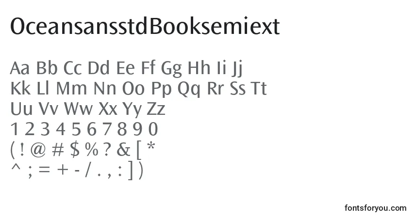 A fonte OceansansstdBooksemiext – alfabeto, números, caracteres especiais