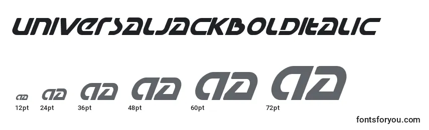 Размеры шрифта UniversalJackBoldItalic