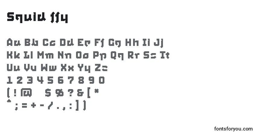 A fonte Squid ffy – alfabeto, números, caracteres especiais
