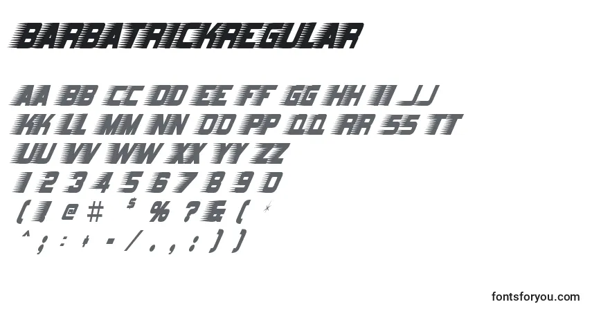 A fonte BarbatrickRegular – alfabeto, números, caracteres especiais
