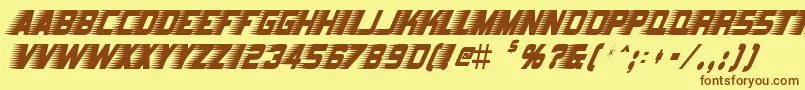 フォントBarbatrickRegular – 茶色の文字が黄色の背景にあります。