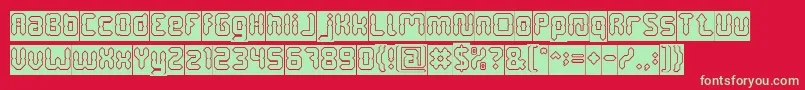 フォントDigitalGothicHollowInverse – 赤い背景に緑の文字
