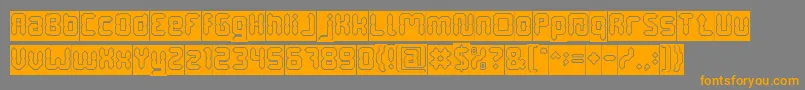 Weitere Informationen zur DigitalGothicHollowInverse-Schriftart DigitalGothicHollowInverse-Schriftart – Orangefarbene Schriften auf grauem Hintergrund