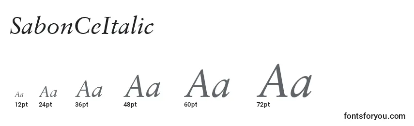 Размеры шрифта SabonCeItalic