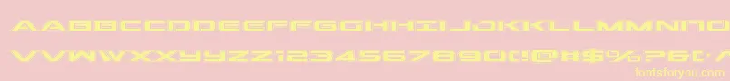 Outrideracad-Schriftart – Gelbe Schriften auf rosa Hintergrund