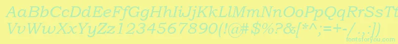 BookmanOldStyleItalic Font – Green Fonts on Yellow Background