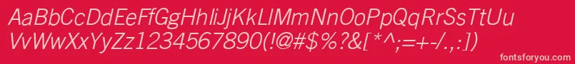 TransfergothicLightItalic Font – Pink Fonts on Red Background