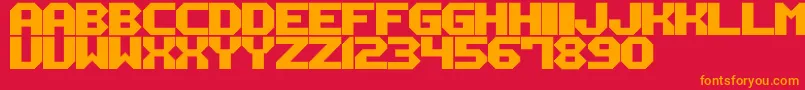 M12-fontti – oranssit fontit punaisella taustalla