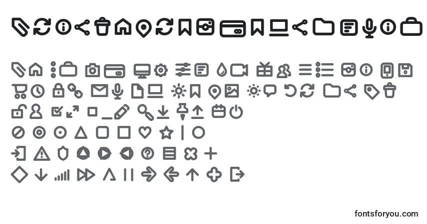 A fonte AristaProIconsSemiboldTrial – alfabeto, números, caracteres especiais