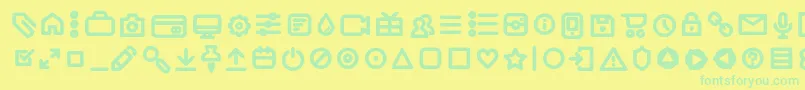 フォントAristaProIconsSemiboldTrial – 黄色い背景に緑の文字