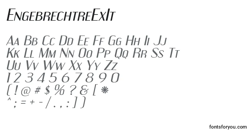 A fonte EngebrechtreExIt – alfabeto, números, caracteres especiais