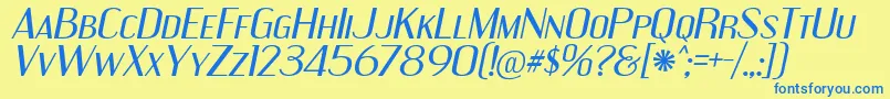 EngebrechtreExIt Font – Blue Fonts on Yellow Background