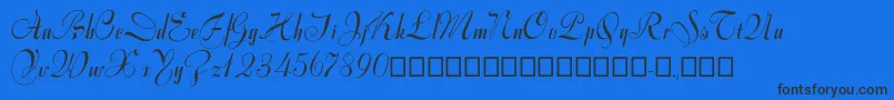 Varianteinitials-Schriftart – Schwarze Schriften auf blauem Hintergrund