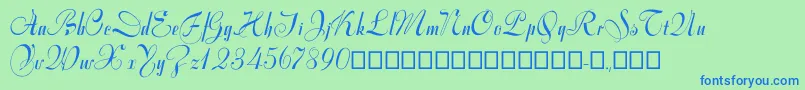 Varianteinitials-Schriftart – Blaue Schriften auf grünem Hintergrund