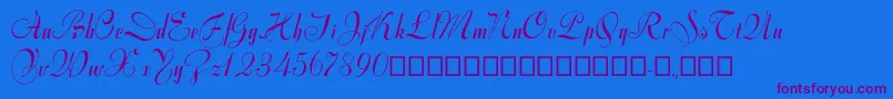 Varianteinitials-Schriftart – Violette Schriften auf blauem Hintergrund