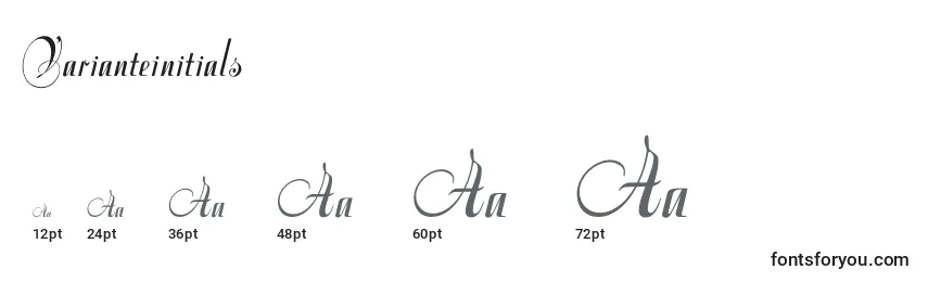 Größen der Schriftart Varianteinitials