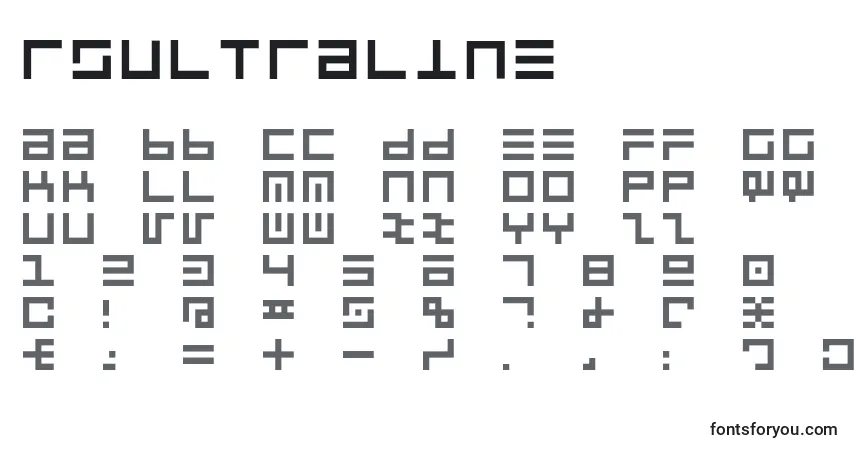 Czcionka Rsultraline – alfabet, cyfry, specjalne znaki
