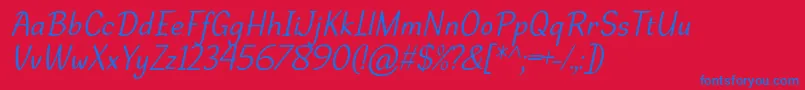 DehastaMomentosItalic-fontti – siniset fontit punaisella taustalla