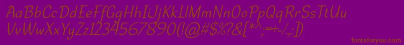 DehastaMomentosItalic-fontti – ruskeat fontit violetilla taustalla