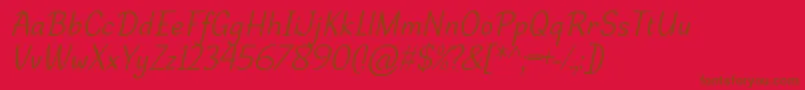 DehastaMomentosItalic-Schriftart – Braune Schriften auf rotem Hintergrund