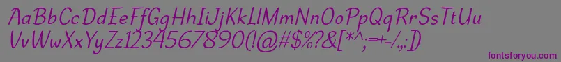 Шрифт DehastaMomentosItalic – фиолетовые шрифты на сером фоне