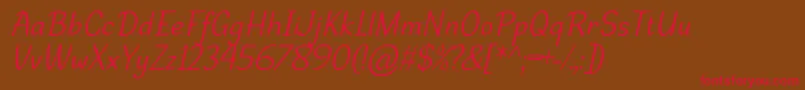 DehastaMomentosItalic Font – Red Fonts on Brown Background