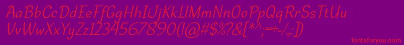 DehastaMomentosItalic Font – Red Fonts on Purple Background