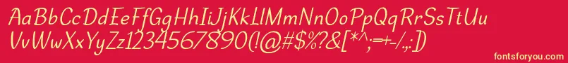 DehastaMomentosItalic Font – Yellow Fonts on Red Background