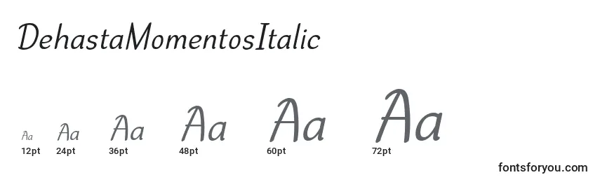 Размеры шрифта DehastaMomentosItalic