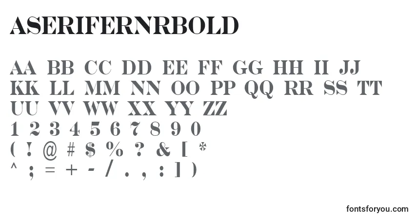 A fonte ASerifernrBold – alfabeto, números, caracteres especiais