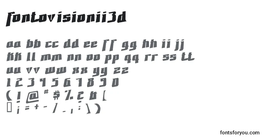 Schriftart FontovisionIi3D – Alphabet, Zahlen, spezielle Symbole