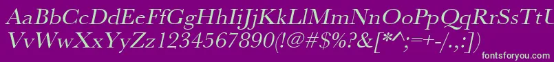 UrwbaskertwidOblique Font – Green Fonts on Purple Background