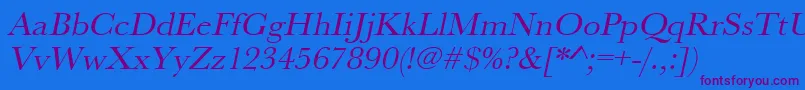 UrwbaskertwidOblique Font – Purple Fonts on Blue Background