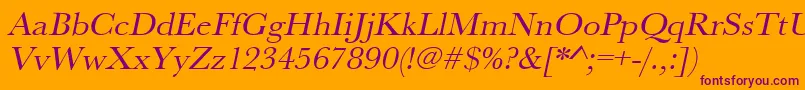 UrwbaskertwidOblique-Schriftart – Violette Schriften auf orangefarbenem Hintergrund