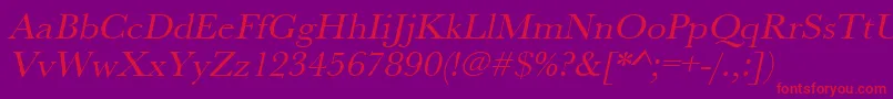 UrwbaskertwidOblique Font – Red Fonts on Purple Background