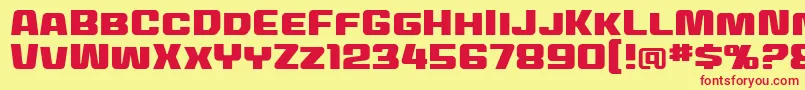 MecheffectstwobbReg Font – Red Fonts on Yellow Background