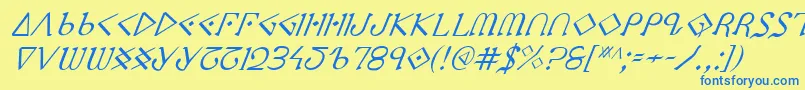 fuente PresleyPressItalic – Fuentes Azules Sobre Fondo Amarillo