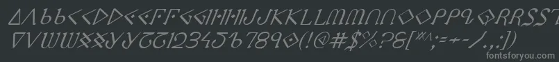 PresleyPressItalic-fontti – harmaat kirjasimet mustalla taustalla