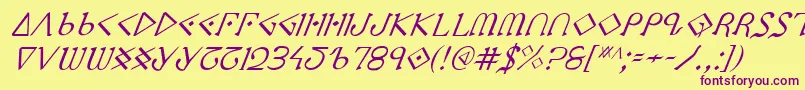 fuente PresleyPressItalic – Fuentes Moradas Sobre Fondo Amarillo