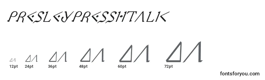Размеры шрифта PresleyPressItalic