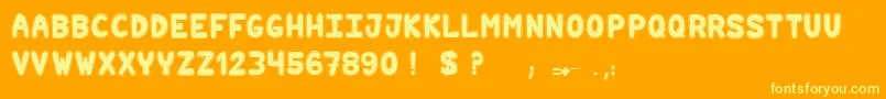 Hilariouscomics-Schriftart – Gelbe Schriften auf orangefarbenem Hintergrund