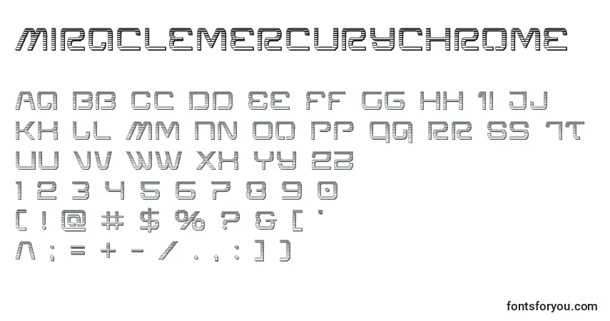 Шрифт Miraclemercurychrome – алфавит, цифры, специальные символы