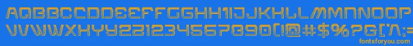 フォントMiraclemercurychrome – オレンジ色の文字が青い背景にあります。