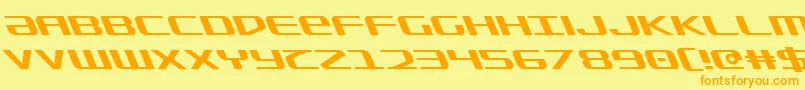 フォントSdfLeftalic – オレンジの文字が黄色の背景にあります。