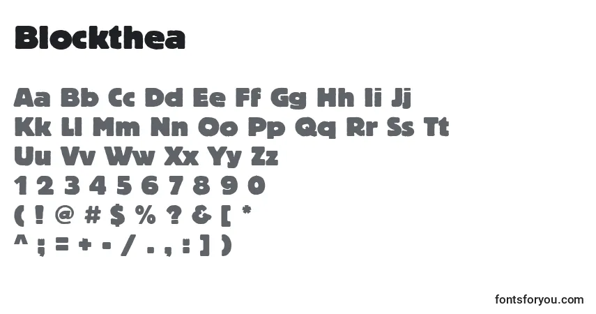 Schriftart Blockthea – Alphabet, Zahlen, spezielle Symbole