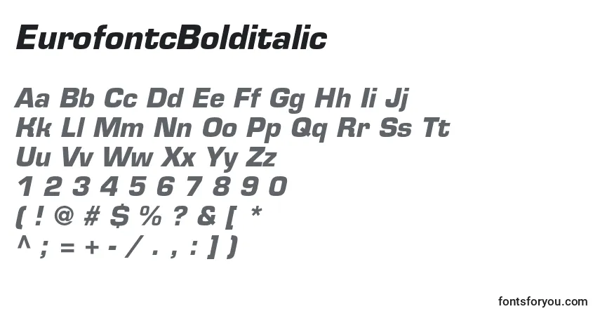 Fuente EurofontcBolditalic - alfabeto, números, caracteres especiales