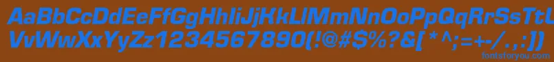 EurofontcBolditalic Font – Blue Fonts on Brown Background