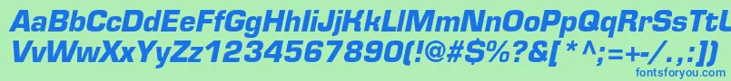 フォントEurofontcBolditalic – 青い文字は緑の背景です。